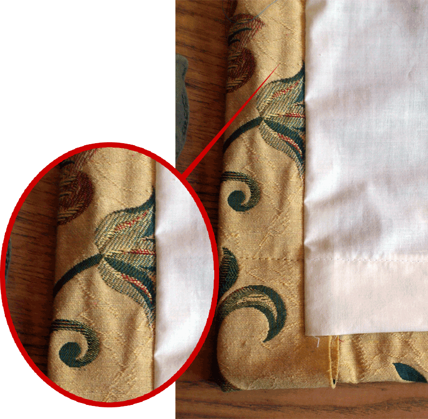 How to make lined curtains - step 7b - face fabric return